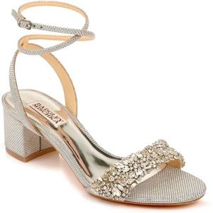 Badgley Mischka Jada Embellished Sandal In Silver Glitter Sz8.5 Brand New In Box